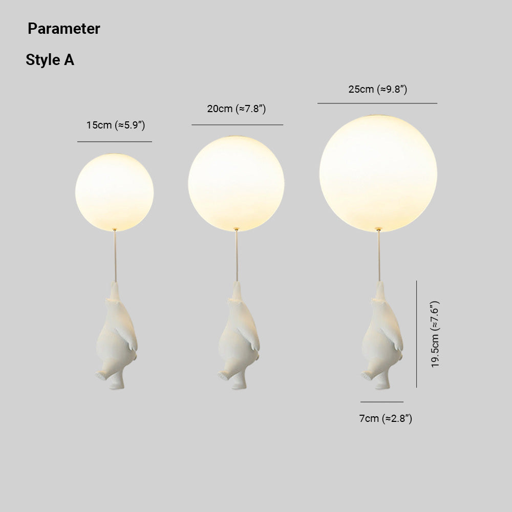 CosmoNest Balloon LED Ceiling Lamp — Suspended Bear Motif, Vibrant Balloon Accents