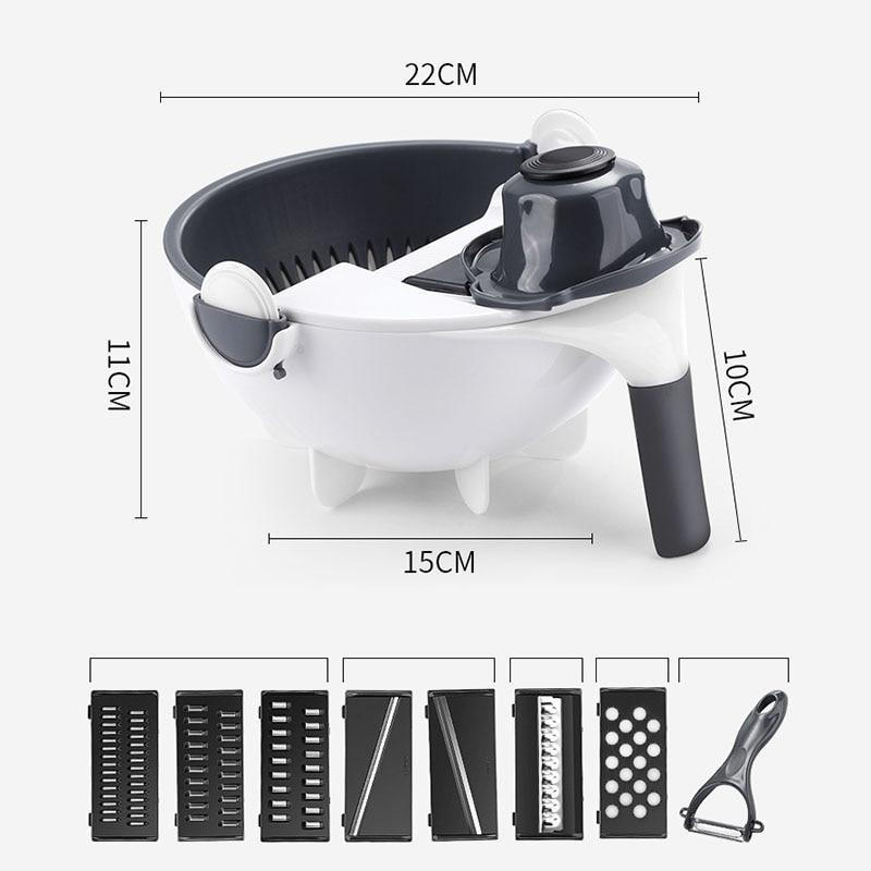 Tocător și feliator de legume 7-în-1 — Set cu răzătoare și decojitor manual
