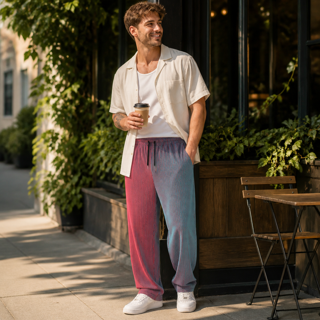 VeroStride – Lightweight Pleated Straight-Leg Pants with Drawstring Waist - Souliia