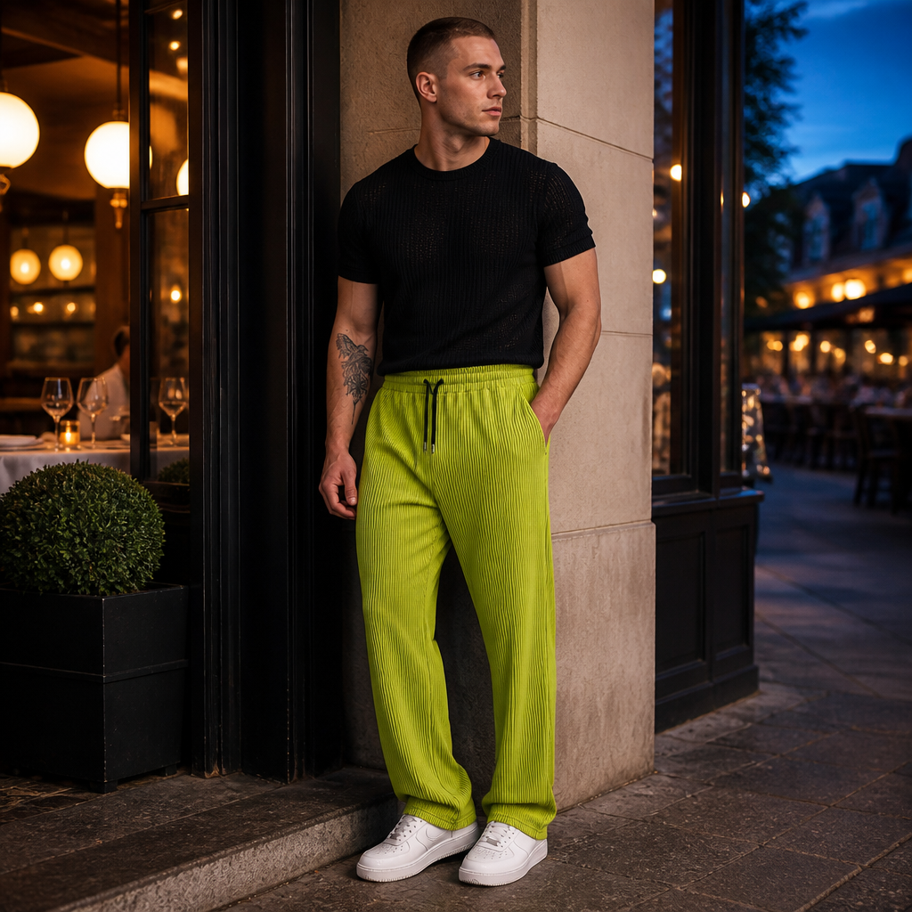 VeroStride – Lightweight Pleated Straight-Leg Pants with Drawstring Waist - Souliia
