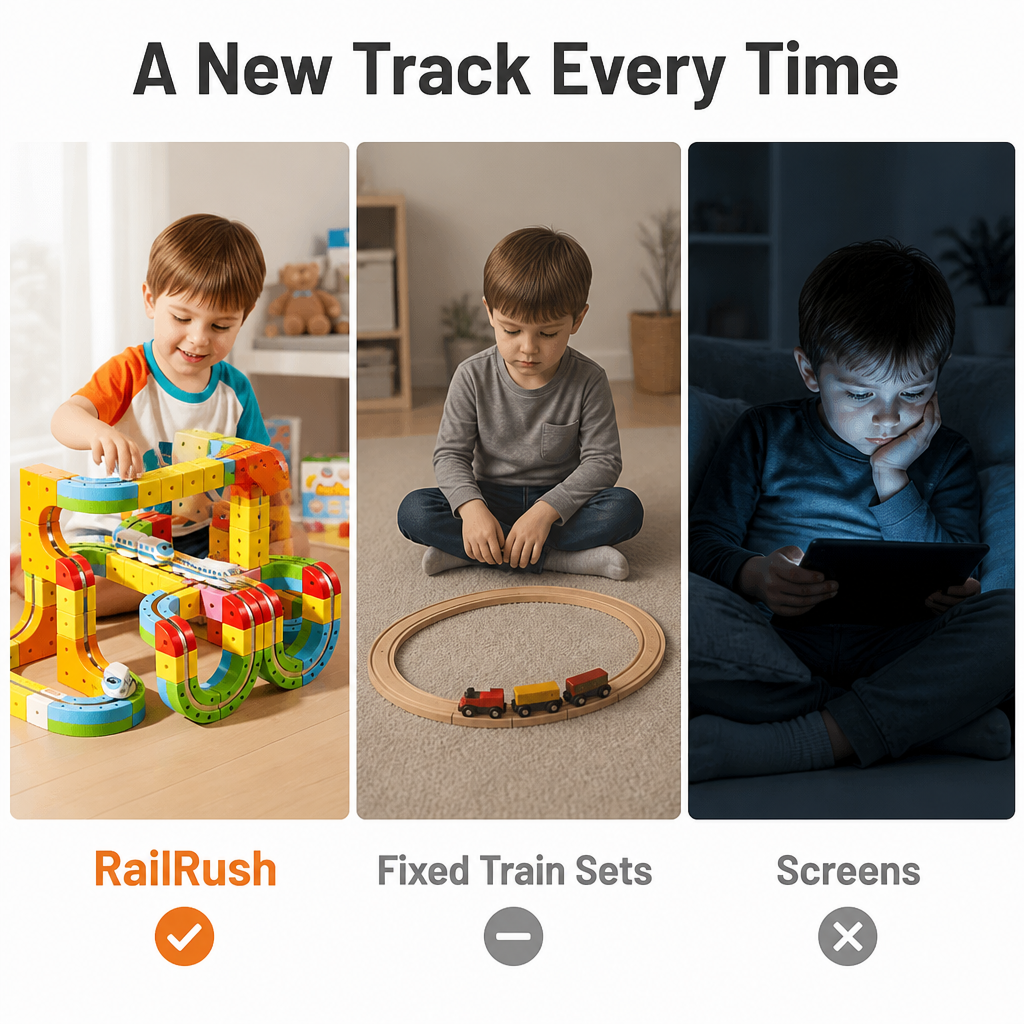 RailRush — Rakenna rata, kilpaile junalla ja voita ruutuaika | Ikä 3+ - Souliia