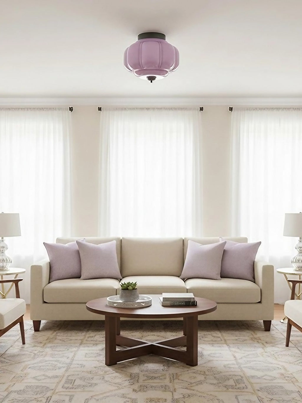 Retro Milk Semi Flush Mount Eloise Ceiling Light | Souliia