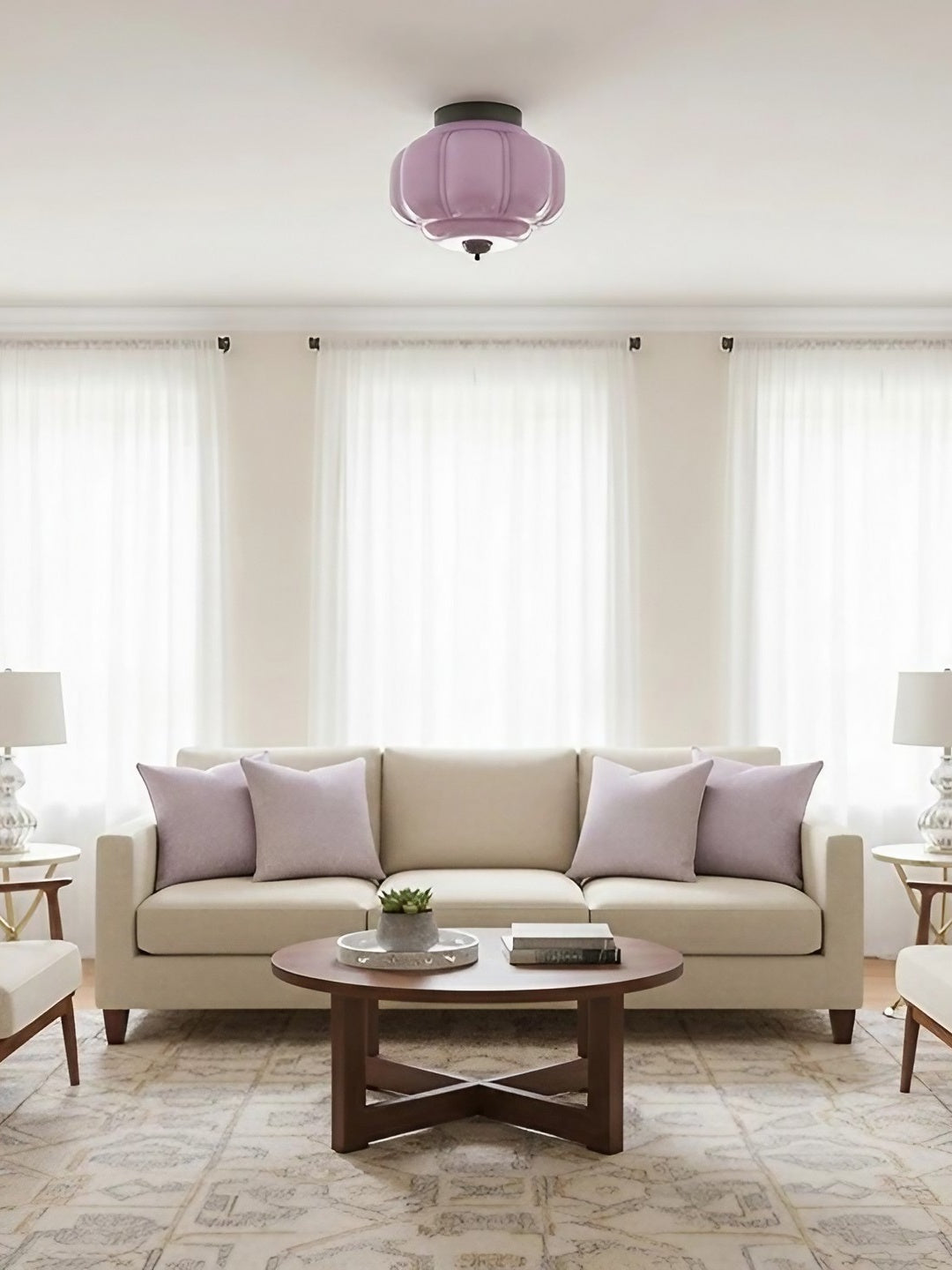 Retro Milk Semi Flush Mount Eloise Ceiling Light | Souliia