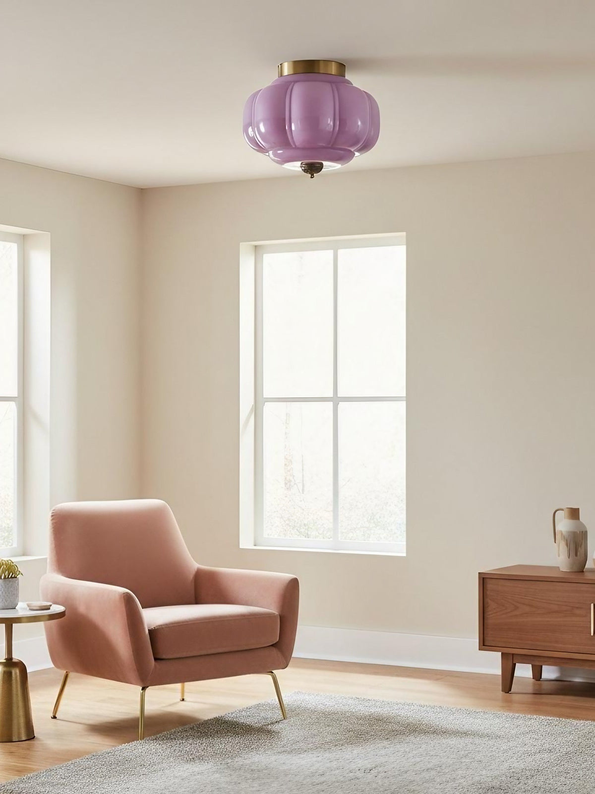 Retro Milk Semi Flush Mount Eloise Ceiling Light | Souliia
