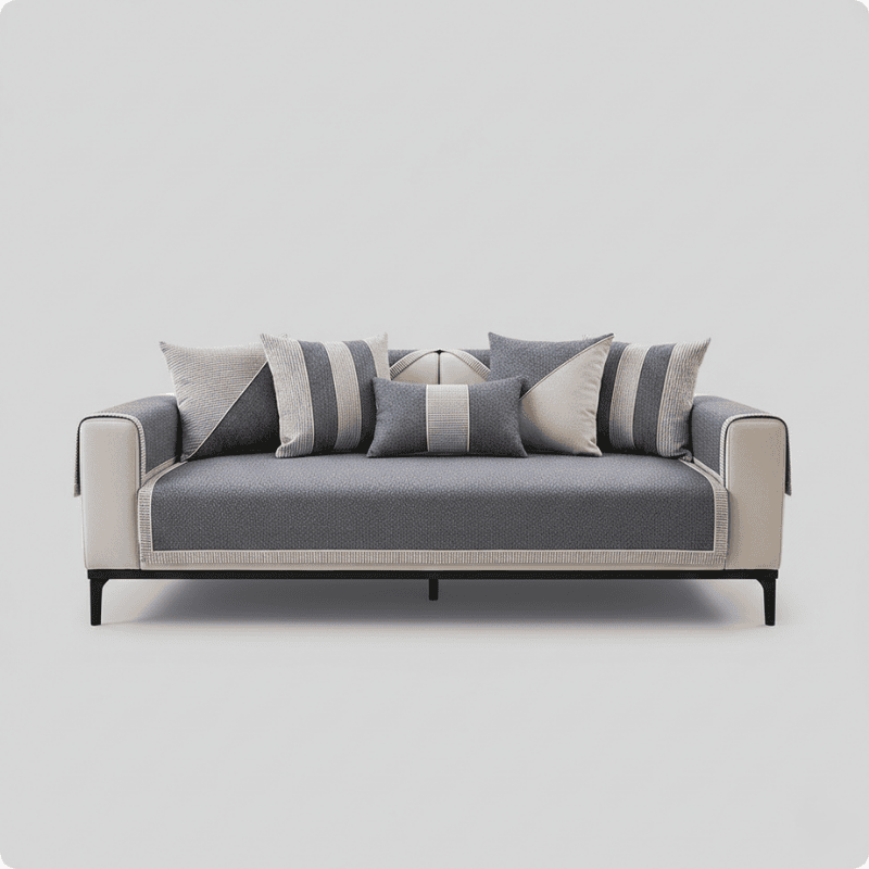 Sofalux Cotton-Linen Slipcover — Non-Skid Backing, Breathable Fabric