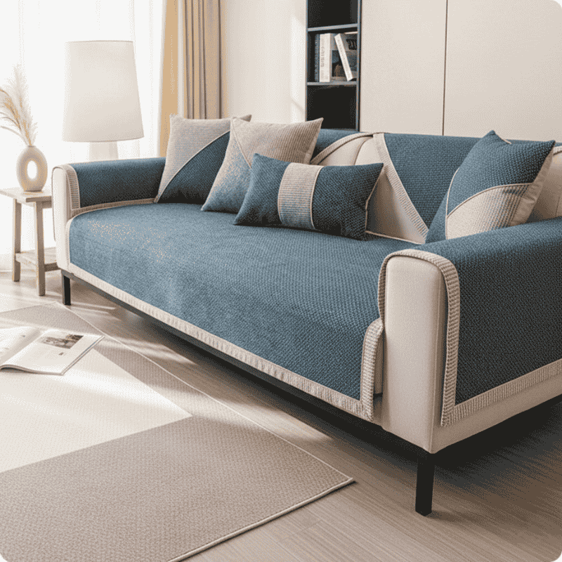 Sofalux Cotton-Linen Slipcover — Non-Skid Backing, Breathable Fabric