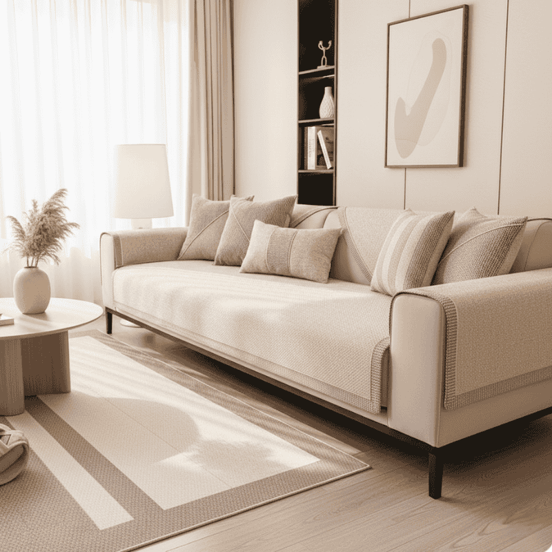 Sofalux Cotton-Linen Slipcover — Non-Skid Backing, Breathable Fabric