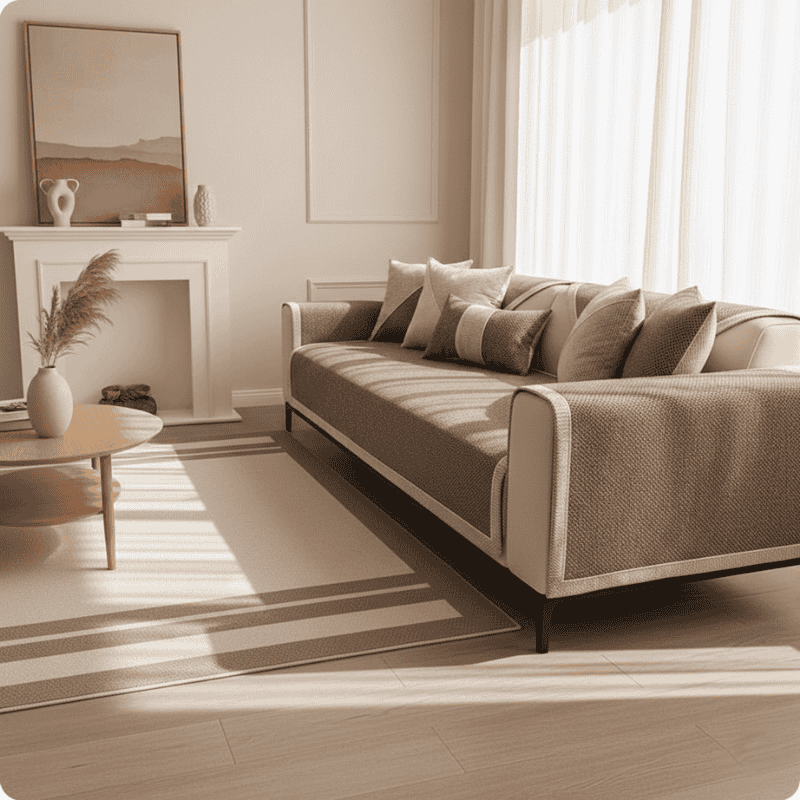 Sofalux Cotton-Linen Slipcover — Non-Skid Backing, Breathable Fabric
