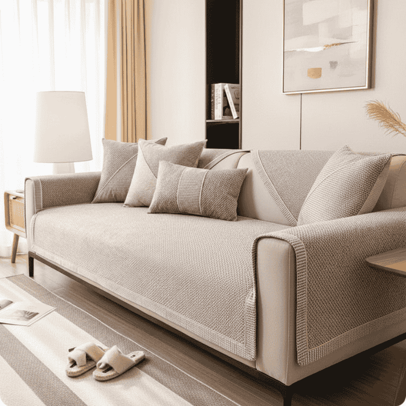 Sofalux Cotton-Linen Slipcover — Non-Skid Backing, Breathable Fabric