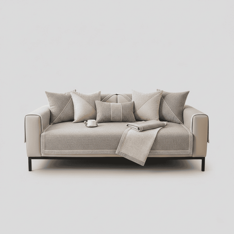 Sofalux Cotton-Linen Slipcover — Non-Skid Backing, Breathable Fabric