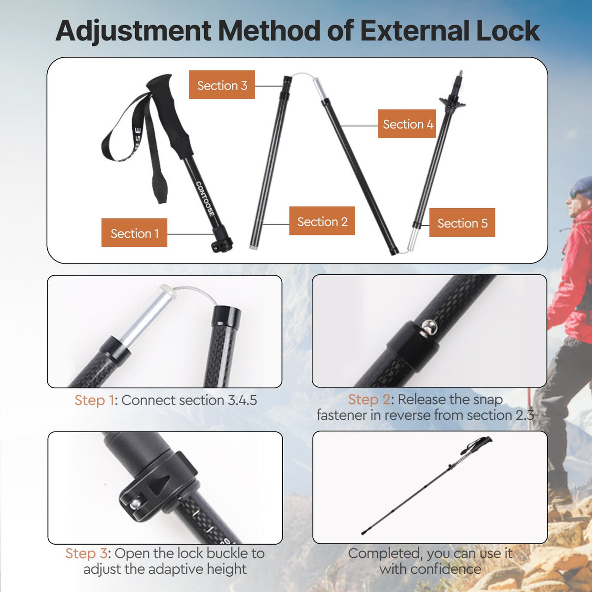 Trekking Pole Made of Carbon Fiber - Souliia