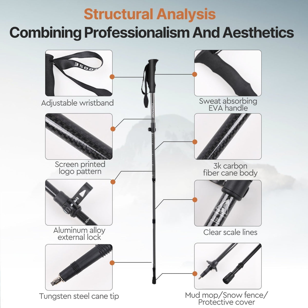 Trekking Pole Made of Carbon Fiber - Souliia