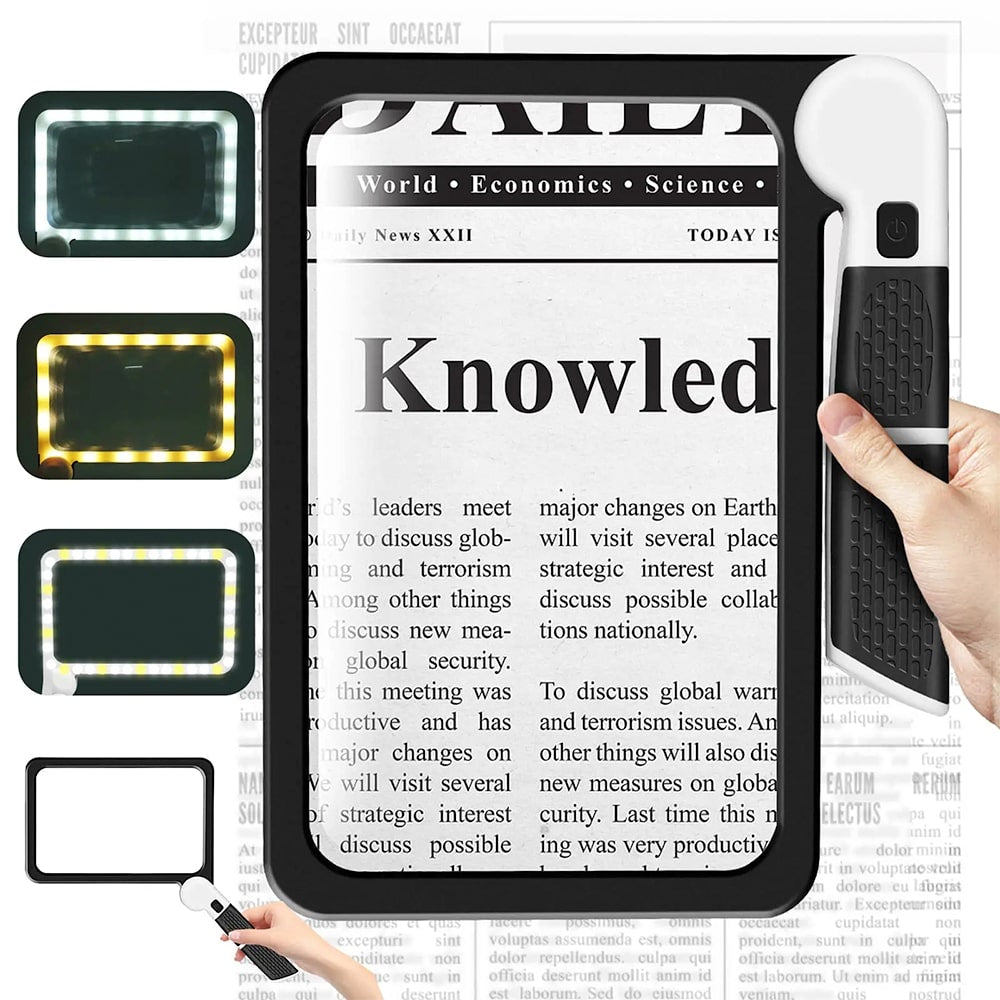 PrecisionView 5X Handheld Magnifier — 3-Level LED Illumination, Cordless Lightweight Design