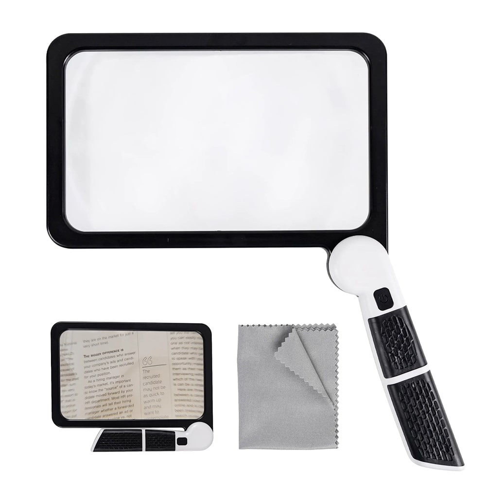 PrecisionView 5X Handheld Magnifier — 3-Level LED Illumination, Cordless Lightweight Design