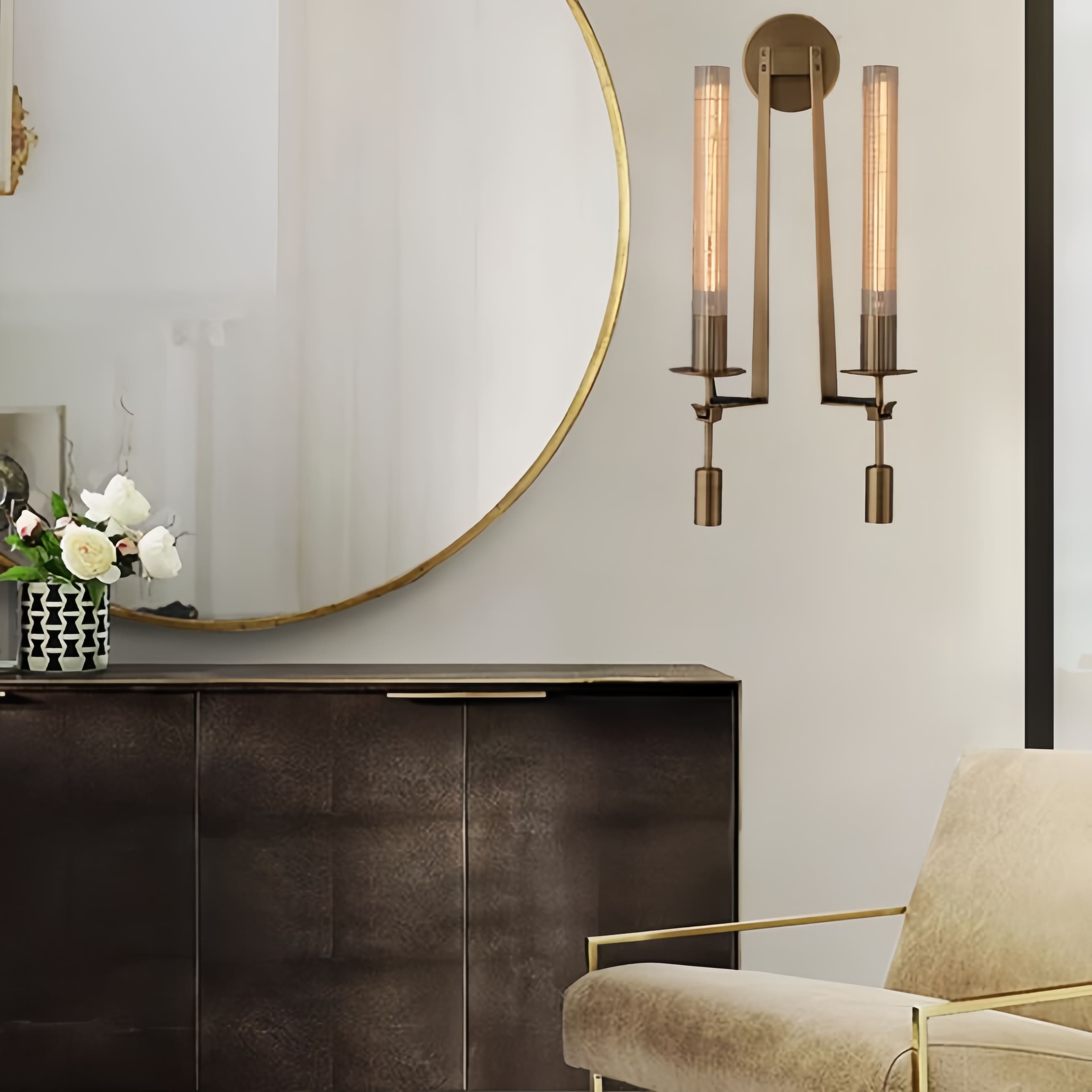 Slim Wall Light with Ribbed Glass and Metallic Modern Frame | Souliia