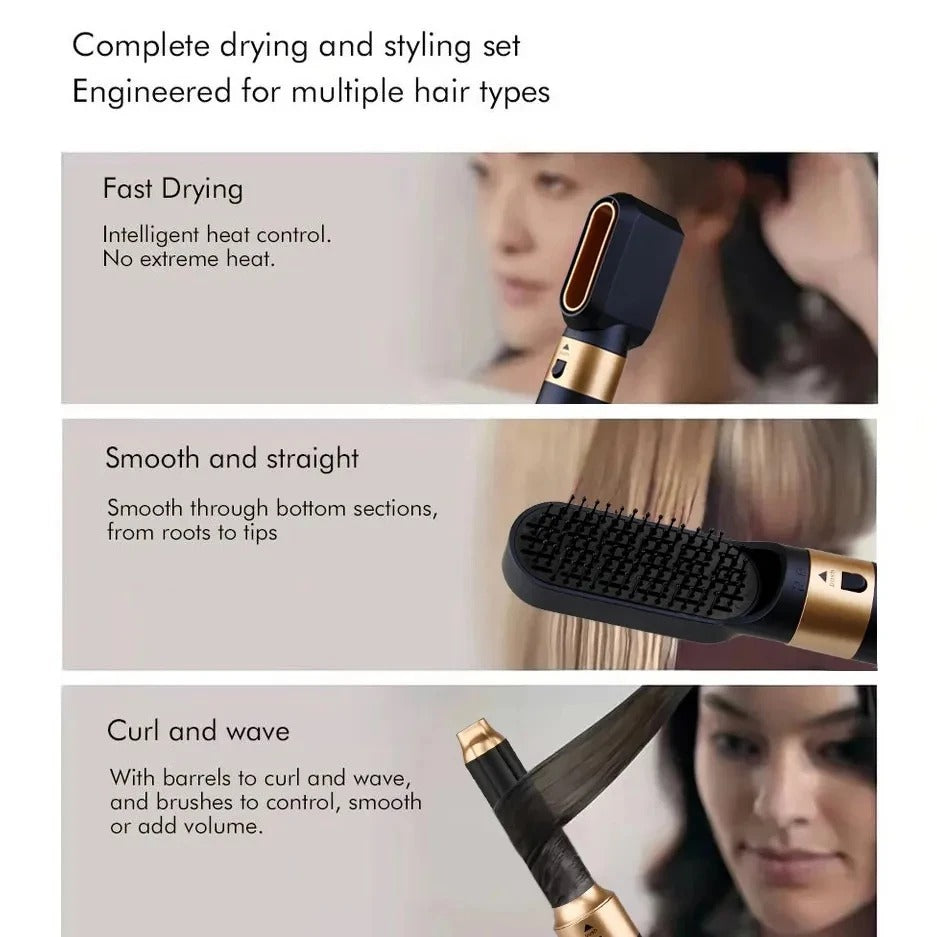 Glossify 5-in-1 Hair Styler | 1000W Hot Air Brush with Ionic Technology