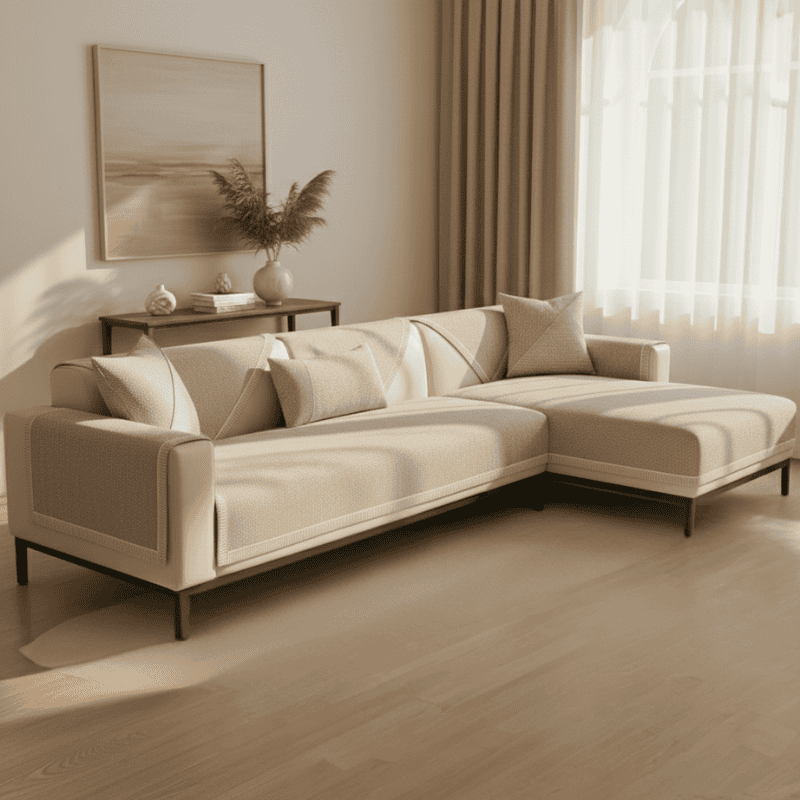 Sofalux Cotton-Linen Slipcover — Non-Skid Backing, Breathable Fabric