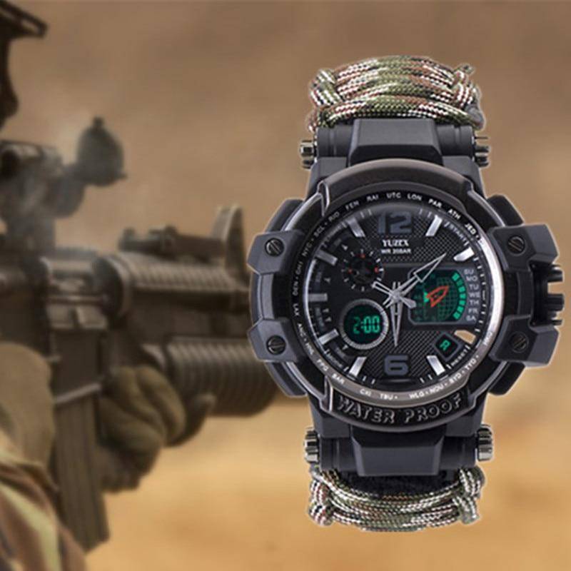 Vandtæt overlevelsesur til mænd med multifunktionelt paracord-design - Souliia
