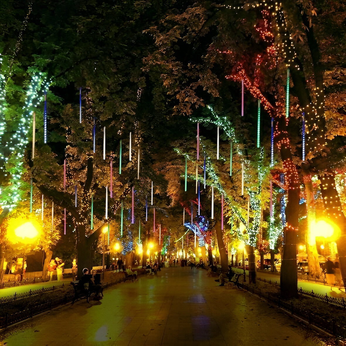 Snowfall LED Garland Lights, Set of 8 — Meteor Shower Effect