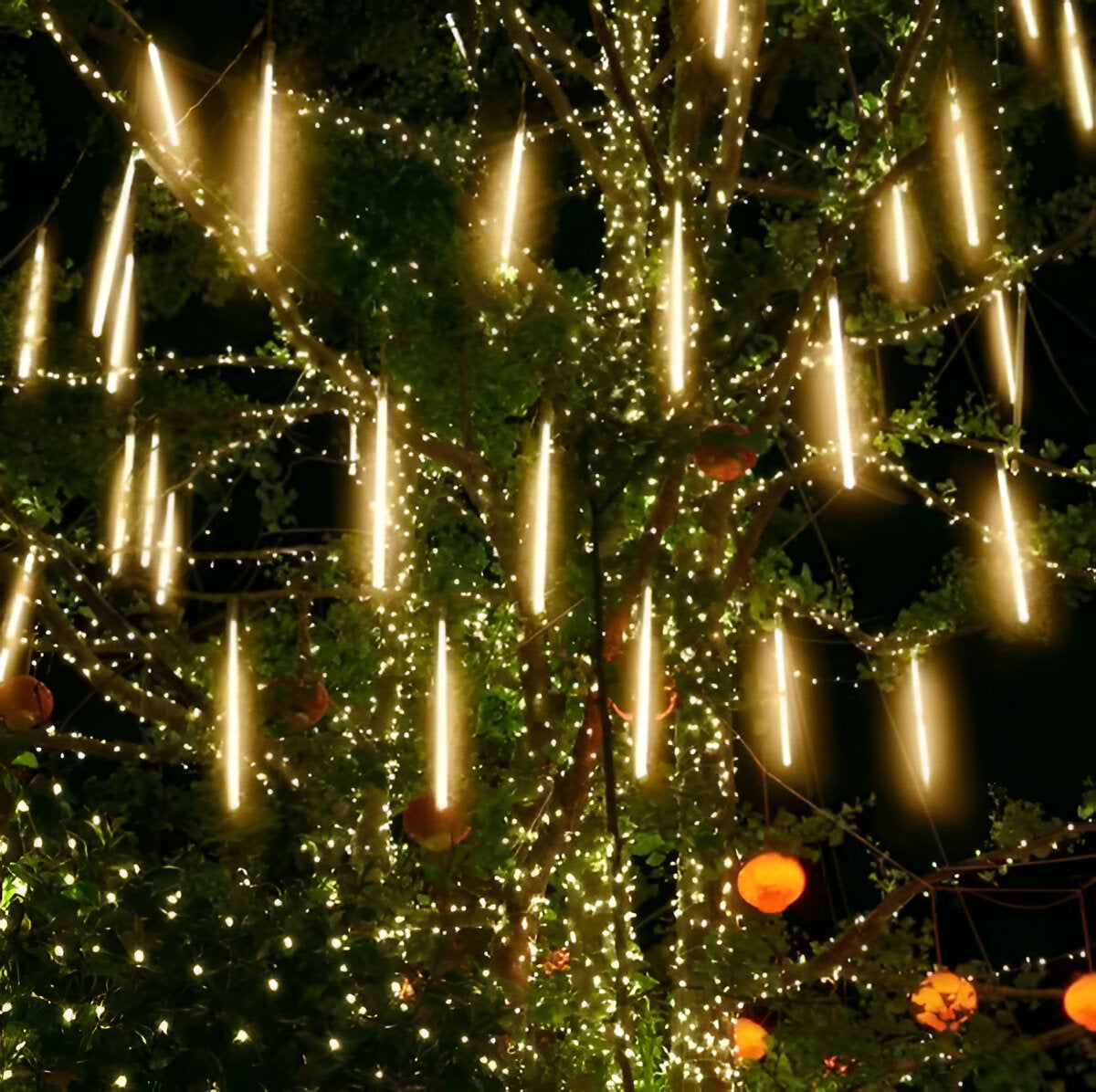Snowfall LED Garland Lights, Set of 8 — Meteor Shower Effect