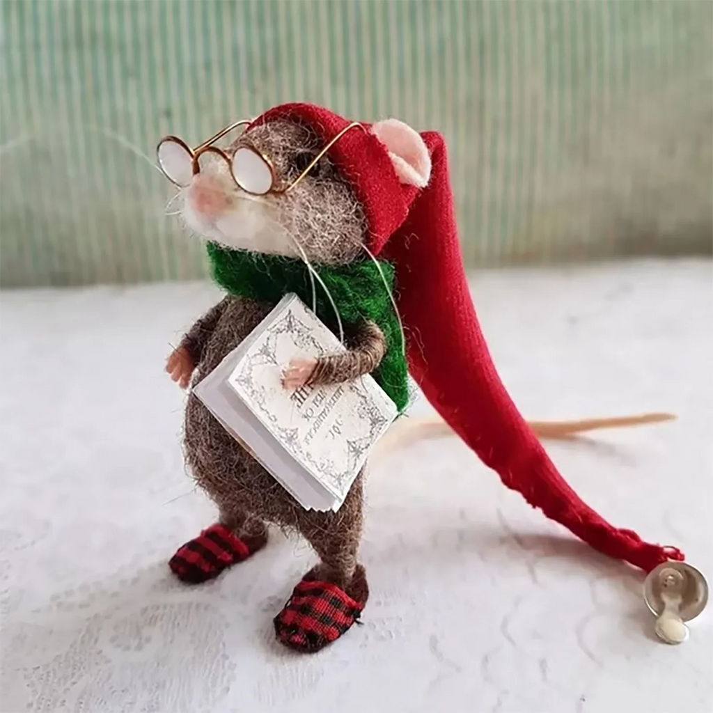 Kit fai da te per infeltrire un topolino con ago — Progetto artigianale natalizio