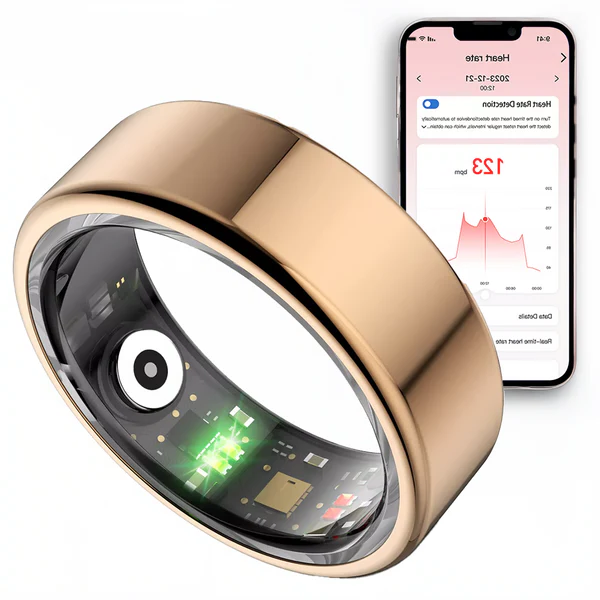 Smart ring i rustfrit stål — sundhedsovervågning i realtid