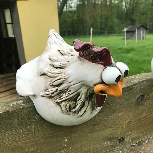Estatuas decorativas de gallinas de resina para cercas - Decoración de jardín