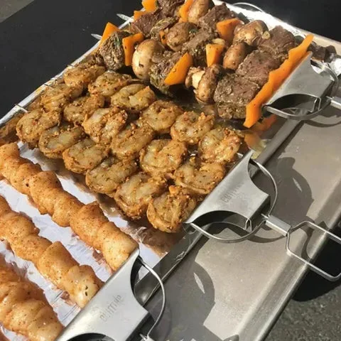 طقم أسياخ شواء بثلاث شعب — 9-Inch بتحرير بالسحب وآمن للغسل في غسالة الصحون