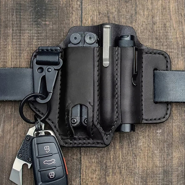 Leren tactische multitool-heuptas — versterkte achterkant