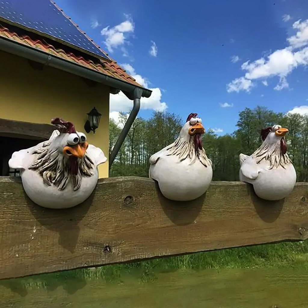 Estatuas decorativas de gallinas de resina para cercas - Decoración de jardín