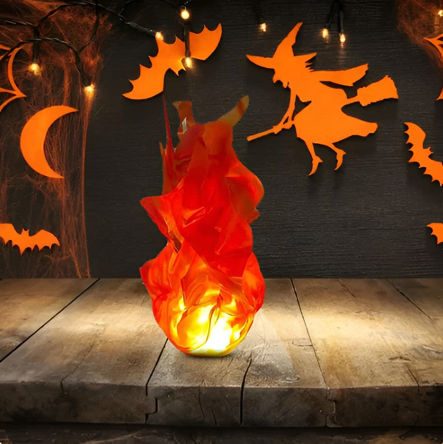 Svítící halloweenová dekorace s plovoucí ohnivou koulí