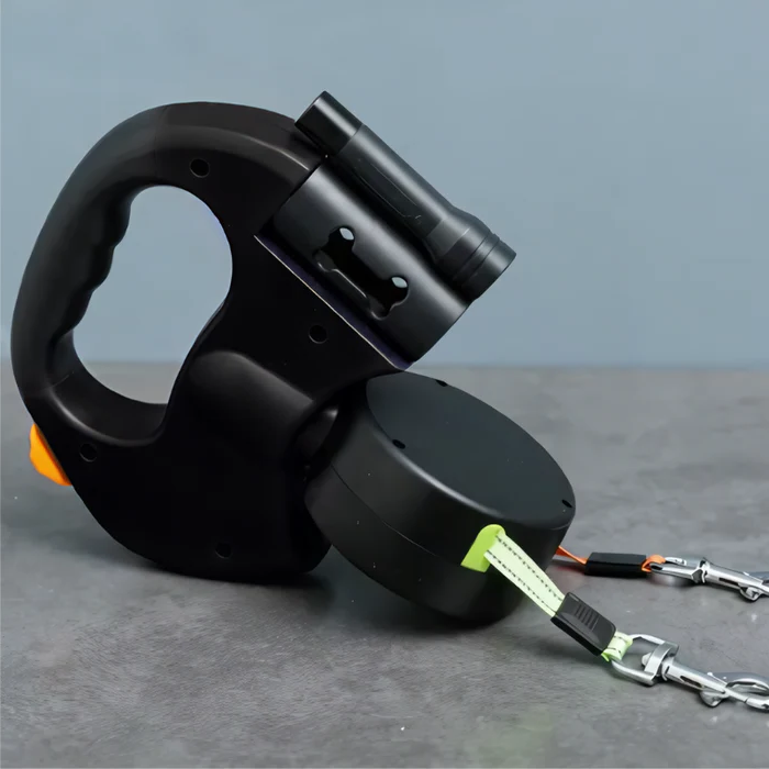 Laisse double TangleFree pour chien — Lumière LED, pivot à 360°