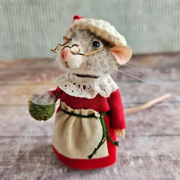 Kit fai da te per infeltrire un topolino con ago — Progetto artigianale natalizio