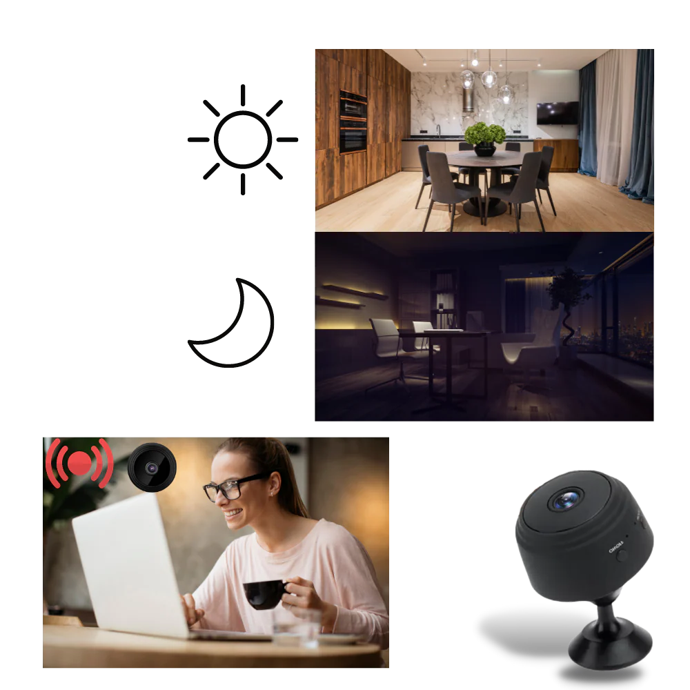Mini-WiFi-säkerhetskamera — Full HD-nattsyn, rörelsedetektering