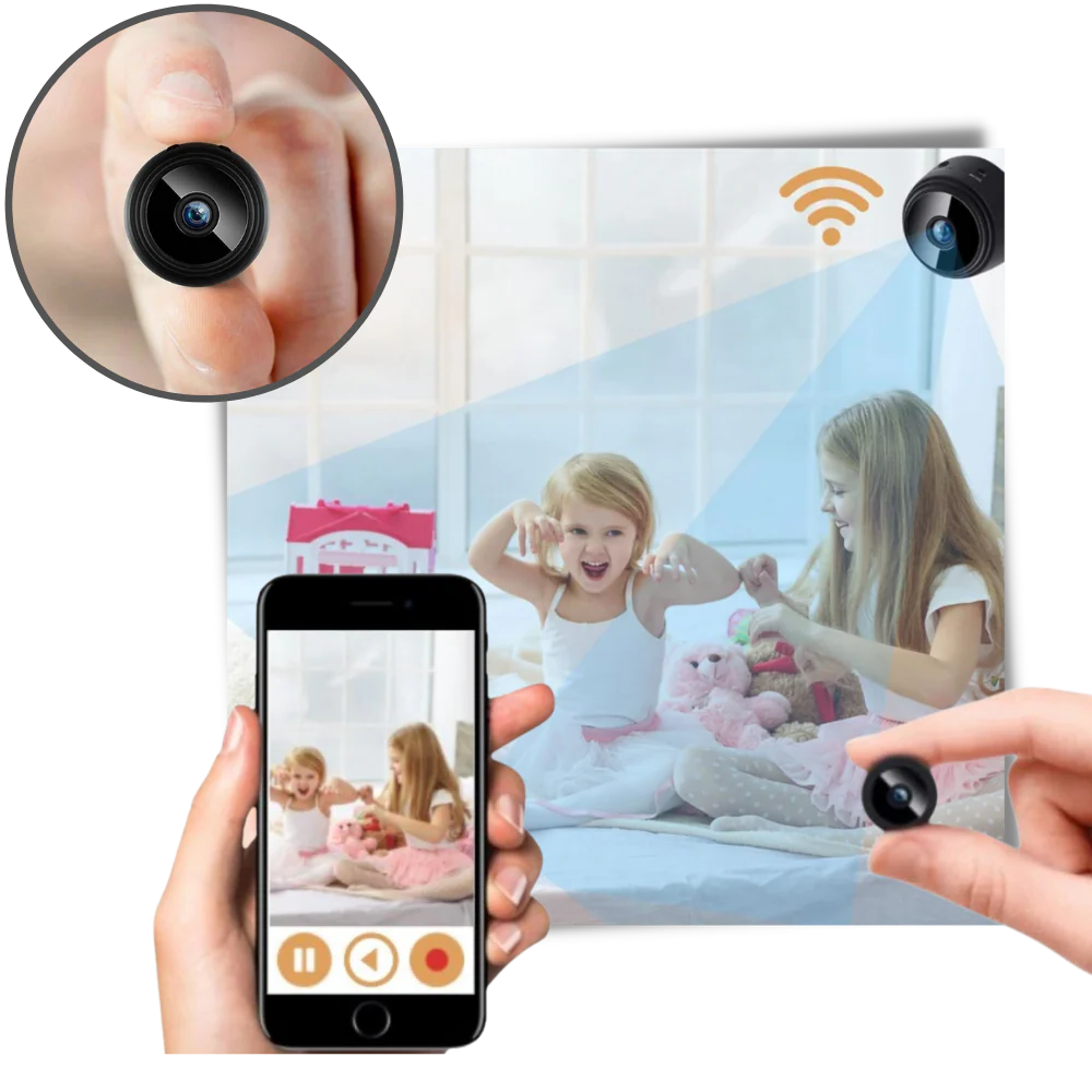 Mini-WiFi-säkerhetskamera — Full HD-nattsyn, rörelsedetektering