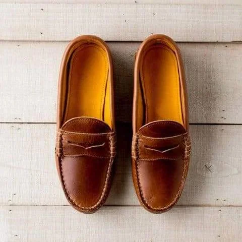 Vintage loafers i PU-skinn for kvinner — slip-on-sko med lav hæl