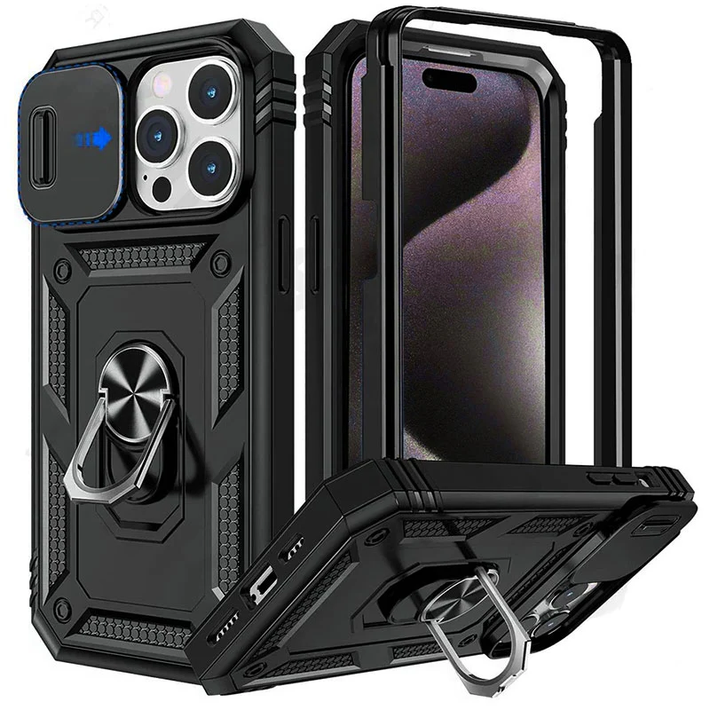 Magnetic Phone Case — Kickstand, Slide Camera Cover & Mount Support