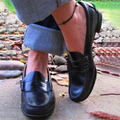 Vintage loafers i PU-skinn for kvinner — slip-on-sko med lav hæl
