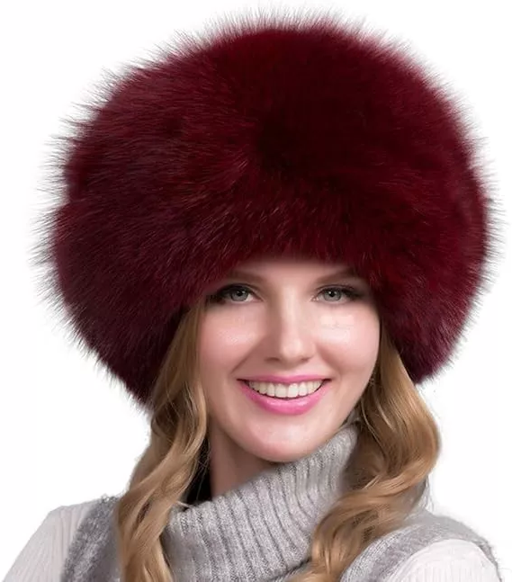 Women's 100% Natural Fox Fur Hat — Thick Winter Cap with Earmuffs