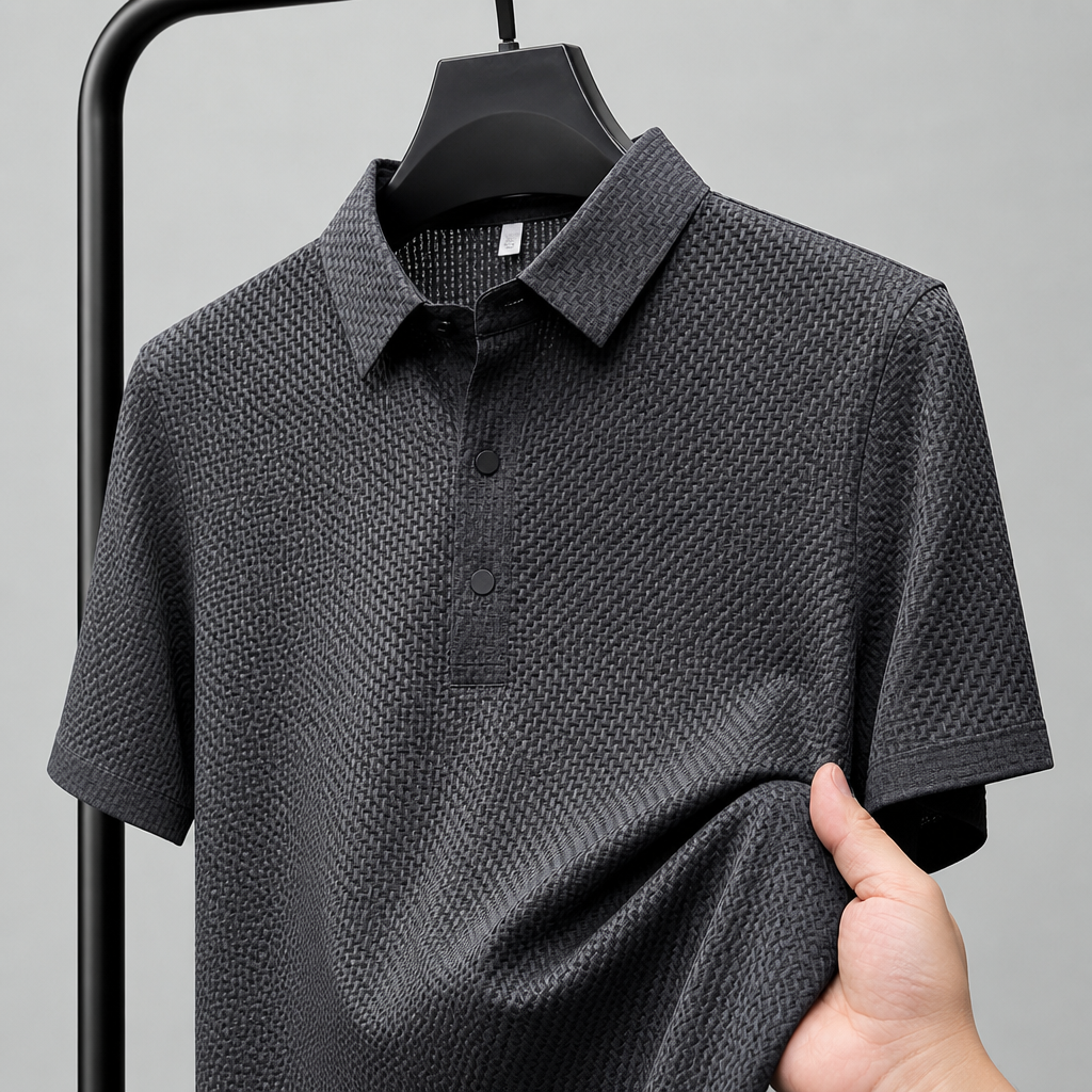 VentraBreeze – Cooling Textured Knit Polo with Snap-Button Placket - Souliia