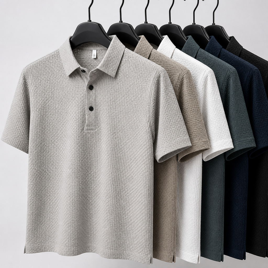 VentraBreeze – Cooling Textured Knit Polo with Snap-Button Placket - Souliia