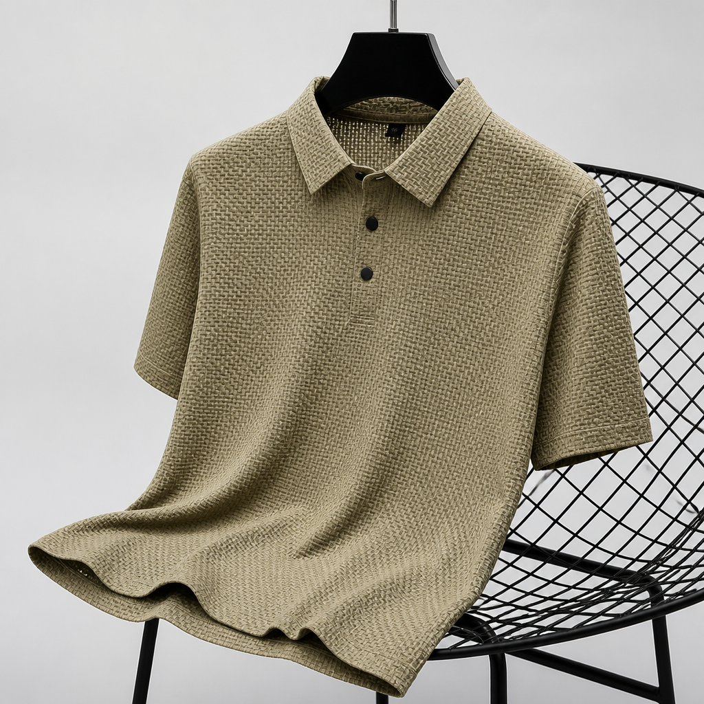 VentraBreeze – Cooling Textured Knit Polo with Snap-Button Placket - Souliia