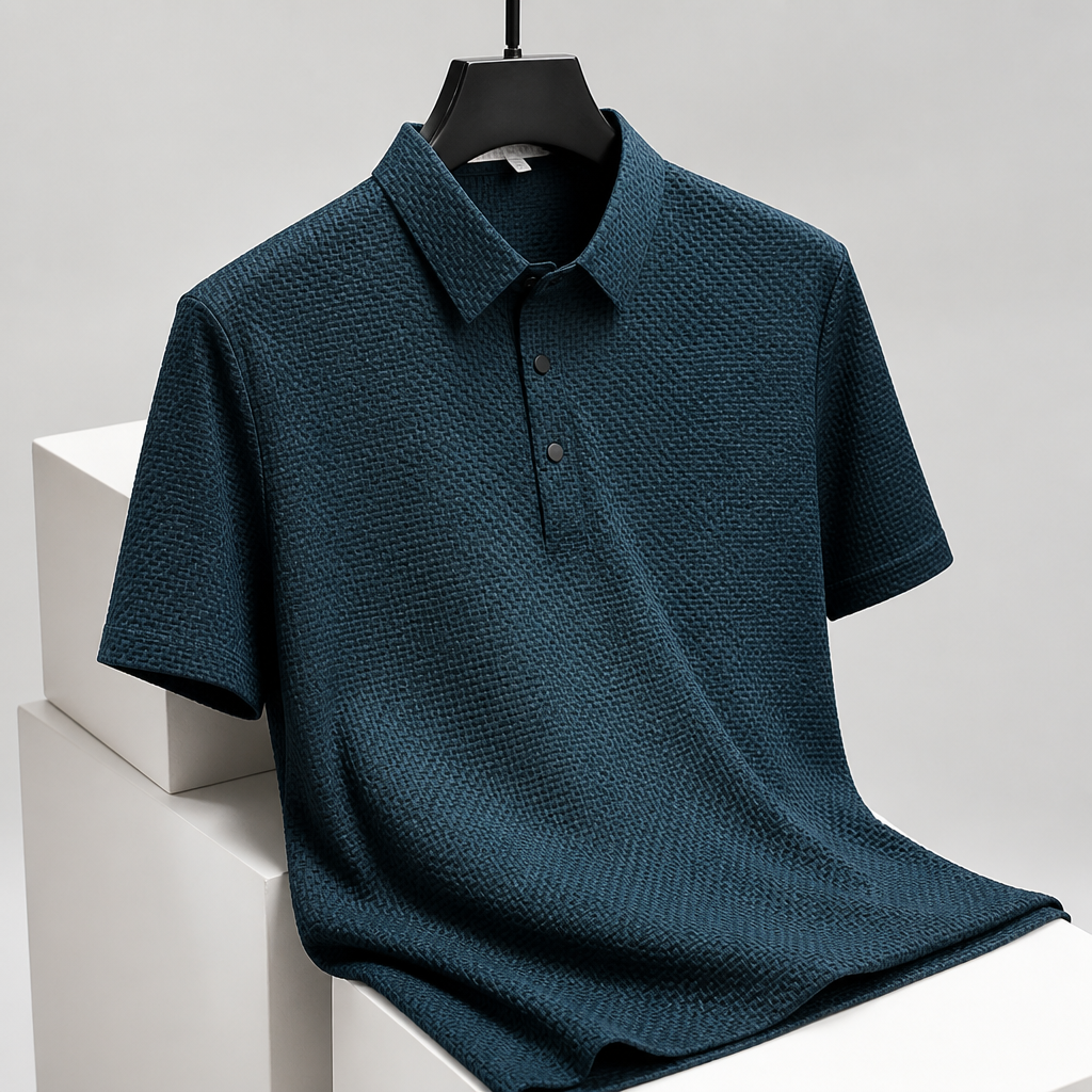 VentraBreeze – Cooling Textured Knit Polo with Snap-Button Placket - Souliia