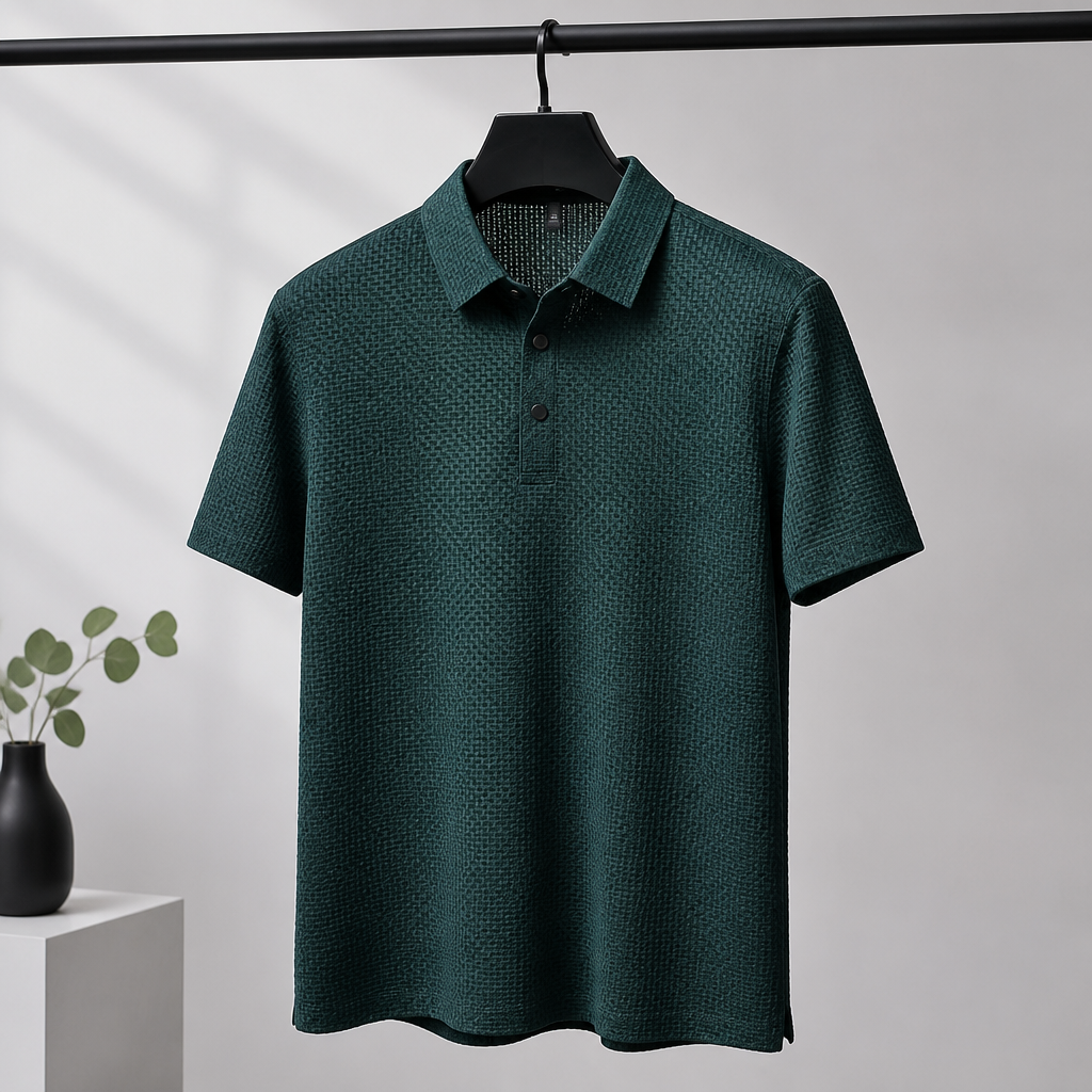 VentraBreeze – Cooling Textured Knit Polo with Snap-Button Placket - Souliia