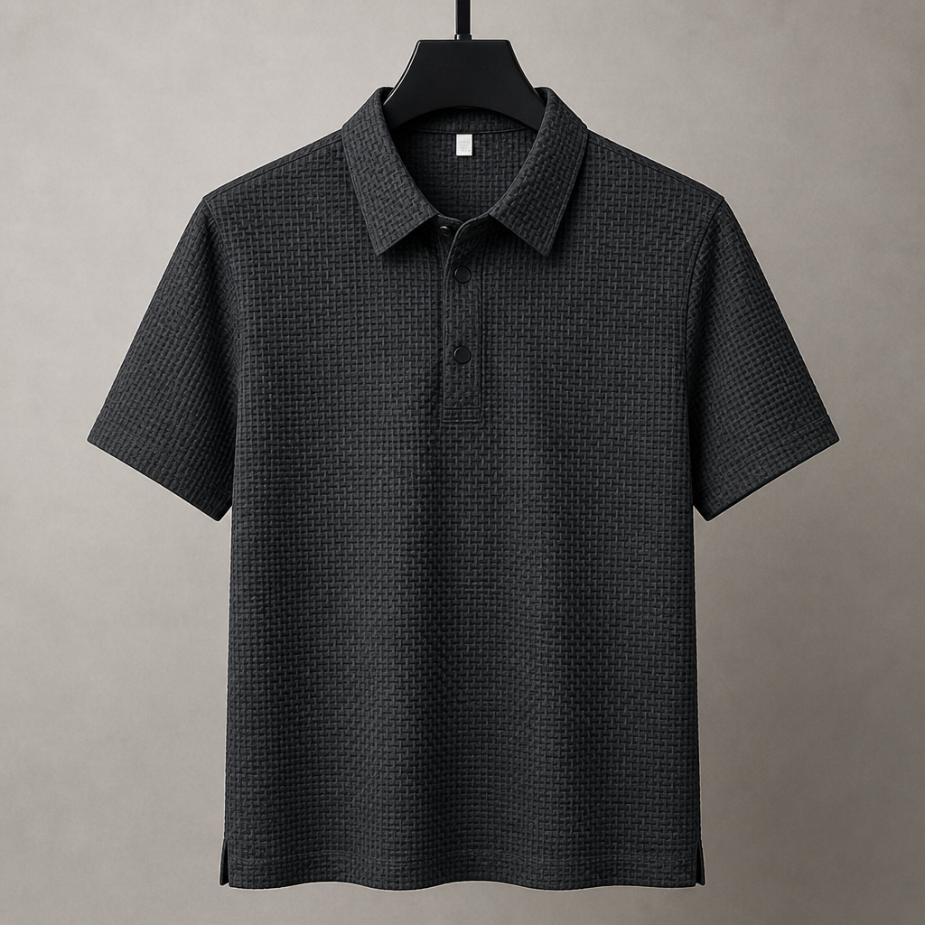 VentraBreeze – Cooling Textured Knit Polo with Snap-Button Placket - Souliia