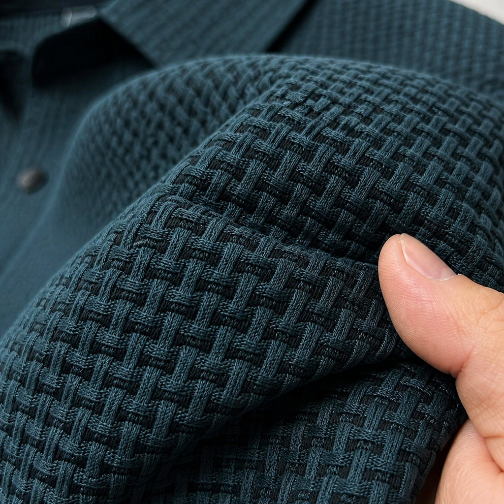 VentraBreeze – Cooling Textured Knit Polo with Snap-Button Placket - Souliia