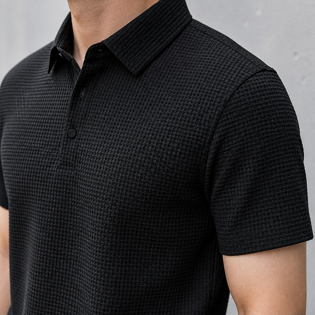 VentraBreeze – Cooling Textured Knit Polo with Snap-Button Placket - Souliia