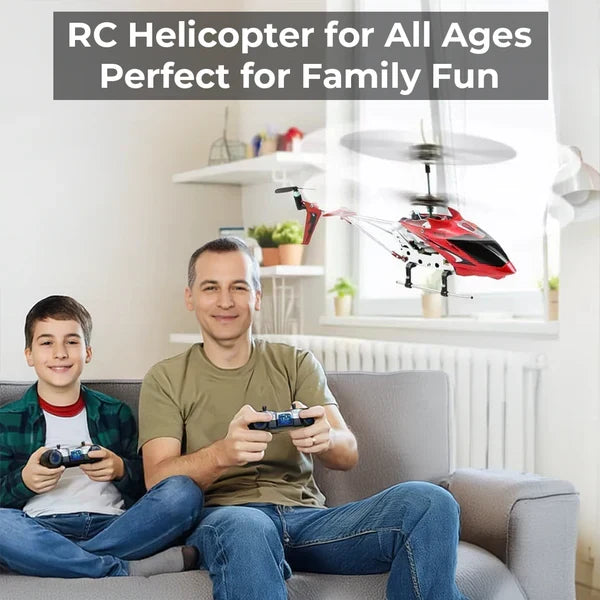 Karmínově červený mini RC vrtulník — nerozbitné provedení s gyroskopickým řízením