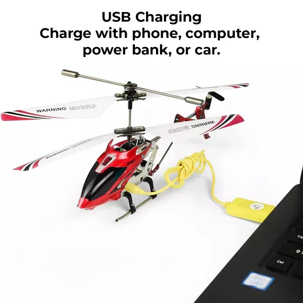 Karmínově červený mini RC vrtulník — nerozbitné provedení s gyroskopickým řízením