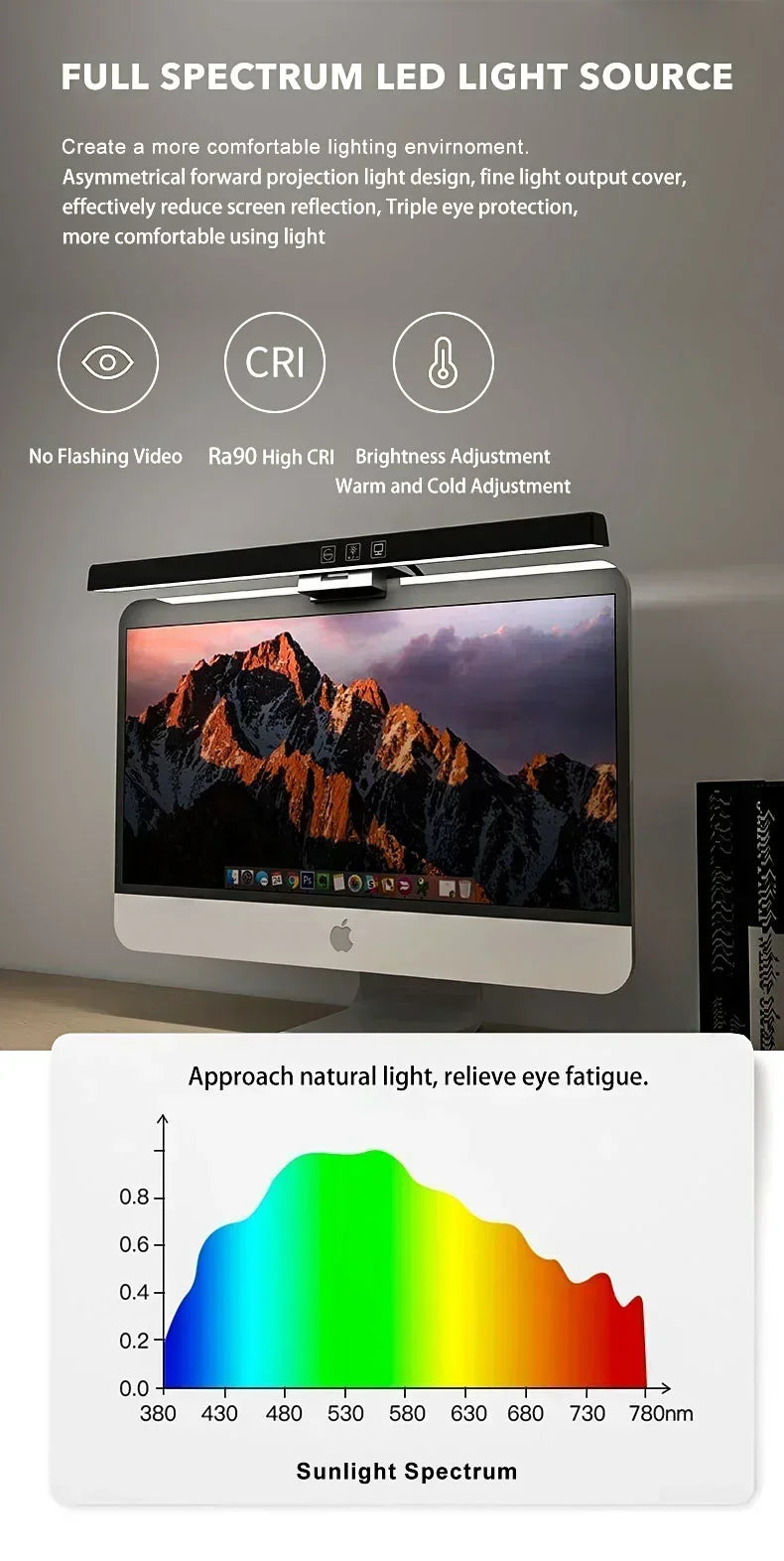 LED monitorfény-sáv — állítható, tükröződéscsökkentő asztali lámpa